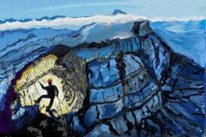 Painting Of Man Climbing A Frozen Mountain